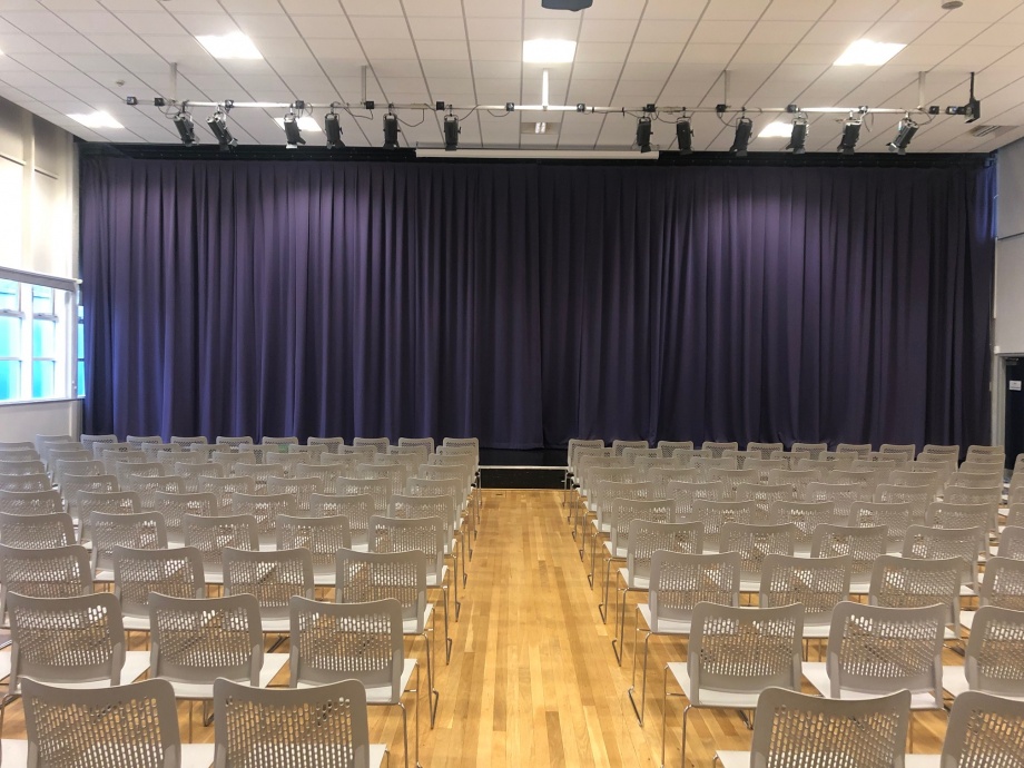 Complete Stage Curtain Install Purple